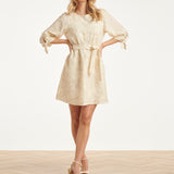 Jurk Met Pailletten En Borduurdetails | Off White - Silver