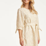 Jurk Met Pailletten En Borduurdetails | Off White - Silver