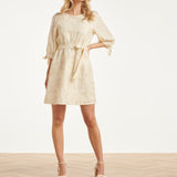 Jurk Met Pailletten En Borduurdetails | Off White - Silver