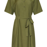 Vestido Clássico Abotoado com Mangas Curtas | Army