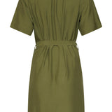 Vestido Clássico Abotoado com Mangas Curtas | Army
