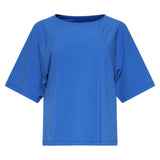 Kobaltblauwe Travel Top Met Korte Mouwen En Ronde Hals | Cobalt
