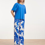 Kobaltblauwe Travel Top Met Korte Mouwen En Ronde Hals | Cobalt