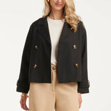 Trench Coat Curto Cruzado | Black