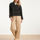 Trench Coat Curto Cruzado | Black