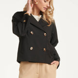 Trench Coat Curto Cruzado | Black