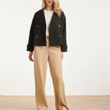 Trench Coat Curto Cruzado | Black
