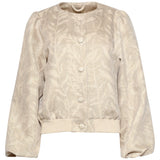 Casaco Curto com Estampado de Folhas e Botões Decorativos | Dark Sand - Gold