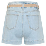 Korte Broek Met Riem En Hoge Taille | Denim