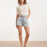 Korte Broek Met Riem En Hoge Taille | Denim