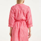 Vestido Curto com Bordado de Palmeiras e Cinto | Old Pink