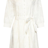 Vestido Curto com Bordado de Palmeiras e Cinto | White