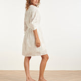 Vestido Curto com Bordado de Palmeiras e Cinto | White