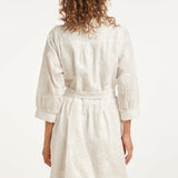Vestido Curto com Bordado de Palmeiras e Cinto | White
