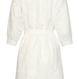 Vestido Curto com Bordado de Palmeiras e Cinto | White