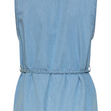 Lichtblauw Denim Look Gilet Met Ceintuur | Denim