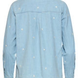 Blusa Azul Claro com Estrelas e Corações Bordados | Denim - Off White