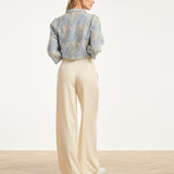 Lichtblauwe Blouse Met Witte Broderie Print | Light Blue - Off White