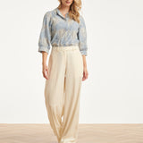 Lichtblauwe Blouse Met Witte Broderie Print | Light Blue - Off White