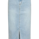 Lichtblauwe Denim Midi Rok Met Split | Denim