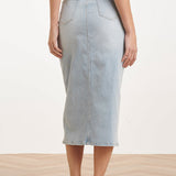 Lichtblauwe Denim Midi Rok Met Split | Denim