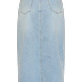 Lichtblauwe Denim Midi Rok Met Split | Denim