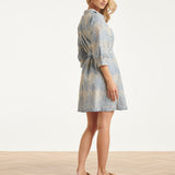 Lichtblauwe Jurk Met Witte Broderie Print | Light Blue - Off White