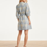 Lichtblauwe Jurk Met Witte Broderie Print | Light Blue - Off White