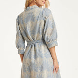 Lichtblauwe Jurk Met Witte Broderie Print | Light Blue - Off White