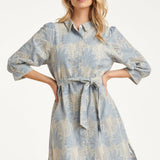 Lichtblauwe Jurk Met Witte Broderie Print | Light Blue - Off White