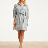 Lichtblauwe Jurk Met Witte Broderie Print | Light Blue - Off White