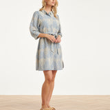 Lichtblauwe Jurk Met Witte Broderie Print | Light Blue - Off White