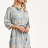 Lichtblauwe Jurk Met Witte Broderie Print | Light Blue - Off White