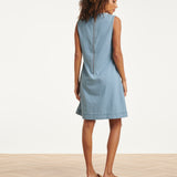 Lichtblauwe Mouwloze Denim Look Jurk | Denim