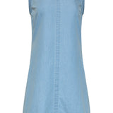 Lichtblauwe Mouwloze Denim Look Jurk | Denim