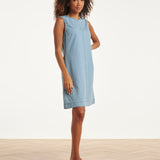 Lichtblauwe Mouwloze Denim Look Jurk | Denim