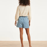 Lichtblauwe Tencel Shorts met Elastische Taille | Denim