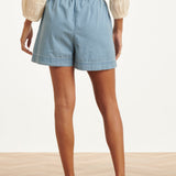 Lichtblauwe Tencel Shorts met Elastische Taille | Denim