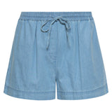 Lichtblauwe Tencel Shorts met Elastische Taille | Denim