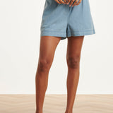 Lichtblauwe Tencel Shorts met Elastische Taille | Denim