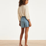 Lichtblauwe Tencel Shorts met Elastische Taille | Denim