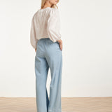 Calças Wide Leg Azul Claro com Cordão | Denim