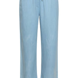 Calças Wide Leg Azul Claro com Cordão | Denim