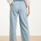Calças Wide Leg Azul Claro com Cordão | Denim
