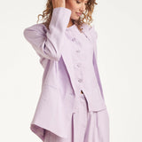 Linnen-Look Blazer Met Dubbele Knoopsluiting | Lilac