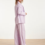 Linnen-Look Blazer Met Dubbele Knoopsluiting | Lilac