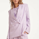 Linnen-Look Blazer Met Dubbele Knoopsluiting | Lilac