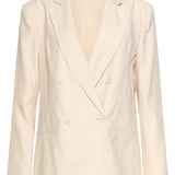 Blazer com Aspeto de Linho e Abotoamento Duplo | Sand