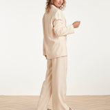 Blazer com Aspeto de Linho e Abotoamento Duplo | Sand