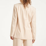 Blazer com Aspeto de Linho e Abotoamento Duplo | Sand